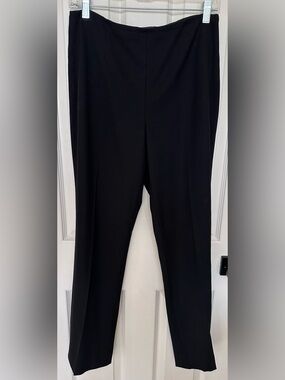Ralph Lauren Classic Black Straight-Leg Pants Flat Front Side Zip Size 10